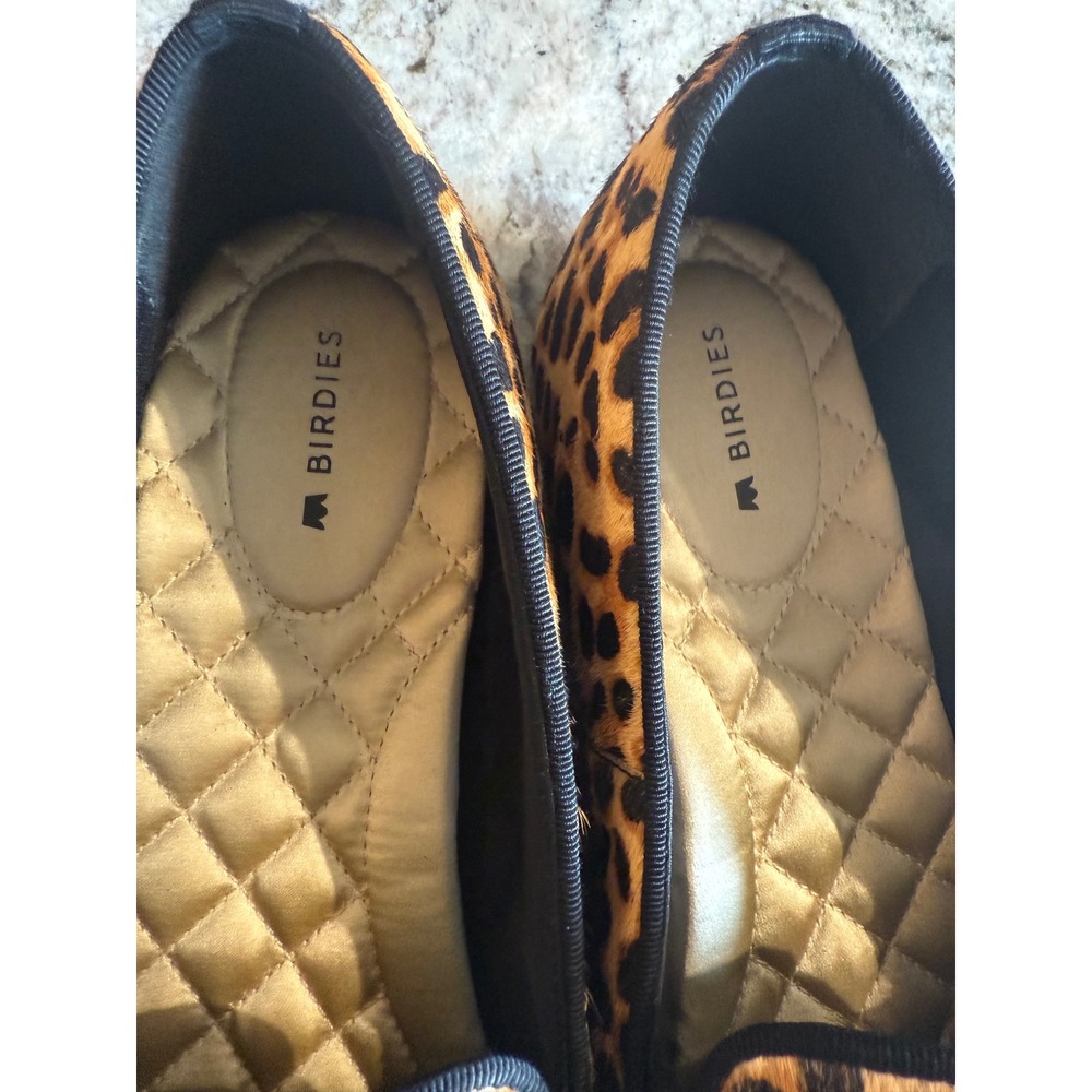 Birdies The Starling Leopard Calf Hair Loafers Womens 8 Smoking Slipper Flat - Picture 3 of 9